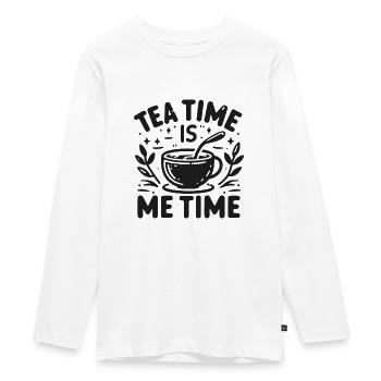 L’heure du thé, c’est du temps pour moi - T-shirt manches longues Premium Ado - blanc - Devant - AI Model Kid Female (0cm)