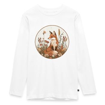 Cottagecore Fuchs mit Blumen - Teenager Premium Bio Langarmshirt - Weiß - Vorne - AI Model Kid Female (0cm)