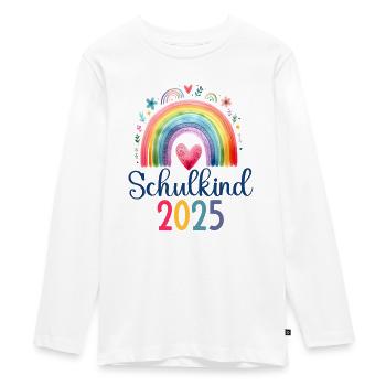 Schulkind 2025 Regenbogen Mädchen Einschulung 2025 - Teenager Premium Bio Langarmshirt - Weiß - Vorne - AI Model Kid Female (0cm)