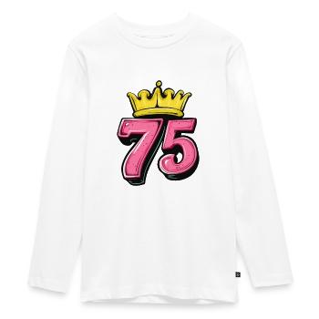 75 Number Krone - Teenager Premium Organic Long Sleeve Shirt - white - Front - AI Model Kid Female (0cm)