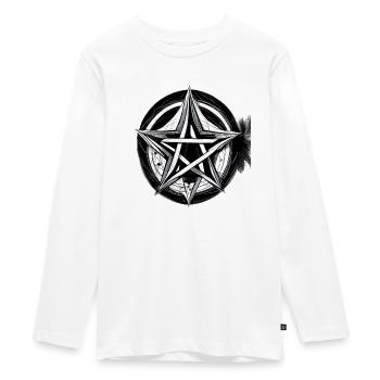 Pentagram Black White Summoning Black Magic - Teenager Premium Organic Long Sleeve Shirt - white - Front - AI Model Kid Female (0cm)