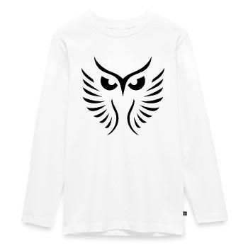 Modern Owl: Abstract, Minimalist Art - Teenager Premium Organic Long Sleeve Shirt - white - Front - AI Model Kid Female (0cm)