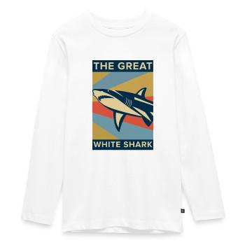 Great white shark fish dangerous gift animal sea - Teenager Premium Organic Long Sleeve Shirt - white - Front - AI Model Kid Female (0cm)