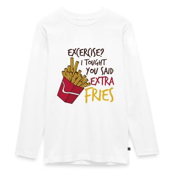 Extra Pommes - Teenager Premium Bio Langarmshirt - Weiß - Vorne - AI Model Kid Female (0cm)