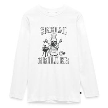 SÉRIE GRILLER - TABLIER CADEAU BBQ - T-shirt manches longues Premium Ado - blanc - Devant - AI Model Kid Female (0cm)