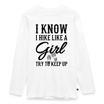 Wandern - Teenager Premium Bio Langarmshirt - Weiß - Vorne - AI Model Kid Female (0cm)