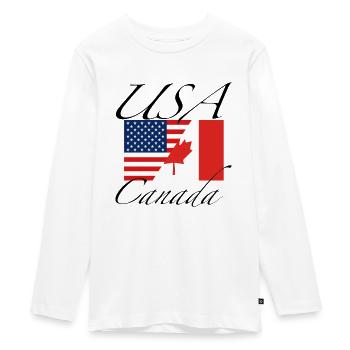 USA Kanada Flagge - Teenager Premium Bio Langarmshirt - Weiß - Vorne - AI Model Kid Female (0cm)