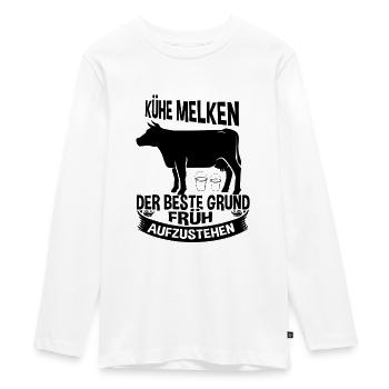 Landwirt SHIRT - Kühe Melken - Teenager Premium Bio Langarmshirt - Weiß - Vorne - AI Model Kid Female (0cm)