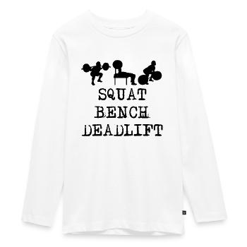 Powerlifting Squat Bench Deadlift Gym - T-shirt manches longues Premium Ado - blanc - Devant - AI Model Kid Female (0cm)