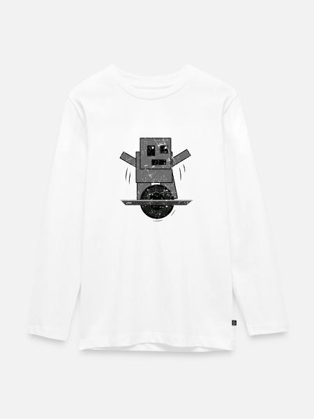 Electric One Wheel Skateboard Roboter - Teenager Premium Bio Langarmshirt - Weiß