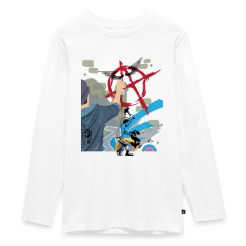 Anarchie Punk Graffiti - Teenager Premium Bio Langarmshirt - Weiß - Vorne - AI Model Kid Female (0cm)
