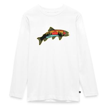 Trout Fishing Angler Nature Trout Illustration - Teenager Premium Organic Long Sleeve Shirt - white - Front - AI Model Kid Female (0cm)