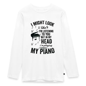 Ich Sehe Aus, Als Würde Ich Klavier Hören - Teenager Premium Bio Langarmshirt - Weiß - Vorne - AI Model Kid Female (0cm)