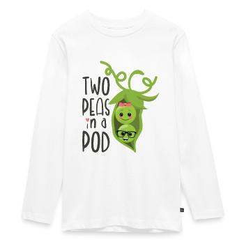 Two Peas in a Pod Valentinstag Verliebt Erbse - Teenager Premium Bio Langarmshirt - Weiß - Vorne - AI Model Kid Female (0cm)
