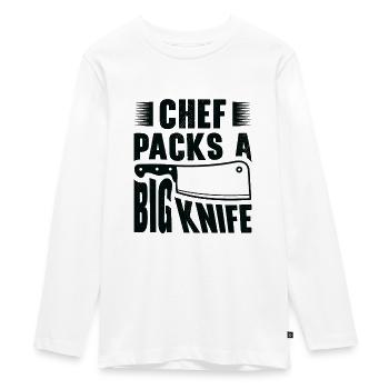 Chef Big Knife Slicing Cooking Meals - Teenager Premium Organic Long Sleeve Shirt - white - Front - AI Model Kid Female (0cm)