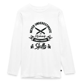 Knifemaking Knife Making Bladesmith Smithing Knife - Teenager Premium Organic Long Sleeve Shirt - white - Front - AI Model Kid Female (0cm)