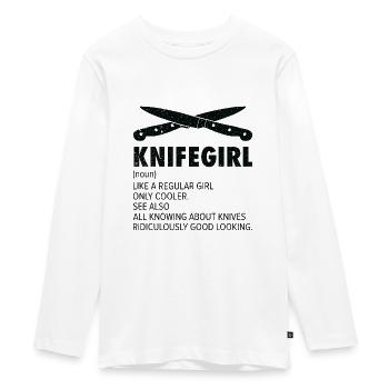 Knifemaking Knife Making Bladesmith Smithing Knife - Teenager Premium Organic Long Sleeve Shirt - white - Front - AI Model Kid Female (0cm)