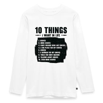 Knifemaking Knife Making Bladesmith Smithing Knife - Teenager Premium Organic Long Sleeve Shirt - white - Front - AI Model Kid Female (0cm)