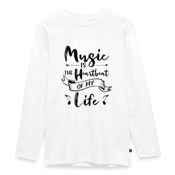 Musik Herzklopfen Musikliebhaber Leben Lieder - Teenager Premium Bio Langarmshirt - Weiß - Vorne - AI Model Kid Female (0cm)
