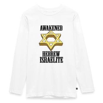 Awakened Hebrew Israelite Israel Jewish Israeli - Teenager Premium Organic Long Sleeve Shirt - white - Front - AI Model Kid Female (0cm)