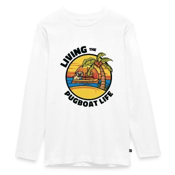 Schlepper Mopsboot Leben Segeln Mops Eigner Boot - Teenager Premium Bio Langarmshirt - Weiß - Vorne - AI Model Kid Female (0cm)
