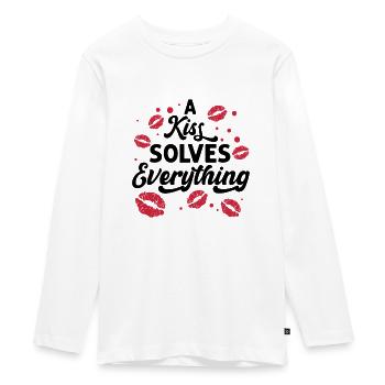 Problem Kissing Solution Relationship Partners - Teenager Premium Organic Long Sleeve Shirt - white - Front - AI Model Kid Female (0cm)