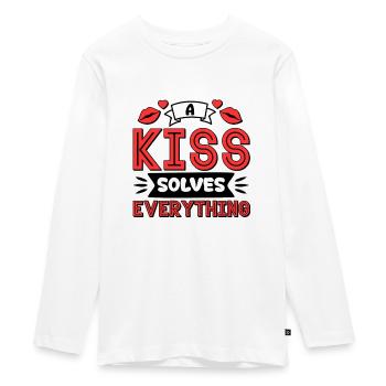 Problem Kissing Solution Relationship Partners - Teenager Premium Organic Long Sleeve Shirt - white - Front - AI Model Kid Female (0cm)