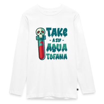 Aqua Tofana Skull Poison Bottle Conspiracy - Teenager Premium Organic Long Sleeve Shirt - white - Front - AI Model Kid Female (0cm)
