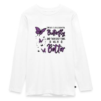 Himmlischer Schmetterling Mystische - Teenager Premium Bio Langarmshirt - Weiß - Vorne - AI Model Kid Female (0cm)