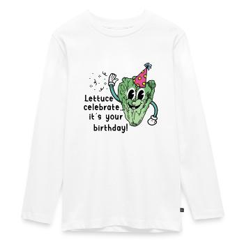 Veganer Salat Geburtstag Gruß Natal Day - Teenager Premium Bio Langarmshirt - Weiß - Vorne - AI Model Kid Female (0cm)