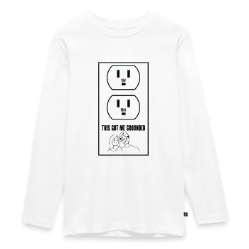 Socket Jokes Grounded Strict Parents Puns - Teenager Premium Organic Long Sleeve Shirt - white - Front - AI Model Kid Female (0cm)