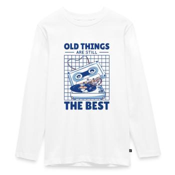 Antiquariat Vinyl Kassette Musik Vintage Liebhaber - Teenager Premium Bio Langarmshirt - Weiß - Vorne - AI Model Kid Female (0cm)