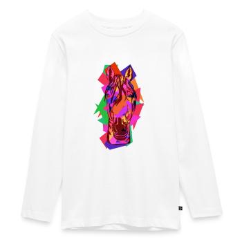 Colorful Horse Wpap Art Geometric Pop Art - Teenager Premium Organic Long Sleeve Shirt - white - Front - AI Model Kid Female (0cm)