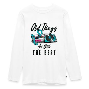Antiquariat Vinyl Kassette Musik Vintage Liebhaber - Teenager Premium Bio Langarmshirt - Weiß - Vorne - AI Model Kid Female (0cm)