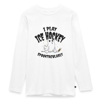 Eishockey Sport Halloween Saison Geisterspieler - Teenager Premium Bio Langarmshirt - Weiß - Vorne - AI Model Kid Female (0cm)