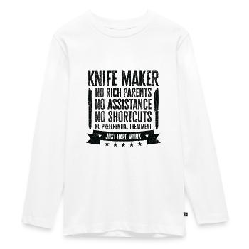 Knifemaking Knife Making Bladesmith Smithing Knife - Teenager Premium Organic Long Sleeve Shirt - white - Front - AI Model Kid Female (0cm)