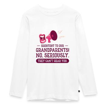 Ruhestand Großeltern Vintage Shoutout Megaphon - Teenager Premium Bio Langarmshirt - Weiß - Vorne - AI Model Kid Female (0cm)