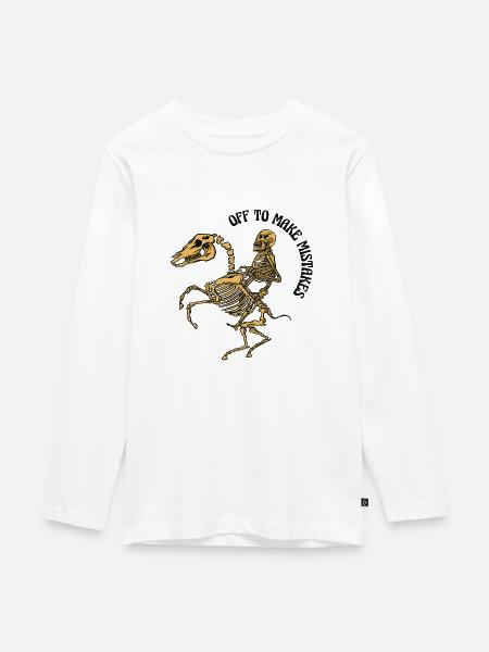 Skelett Reitpferd Fehler Reiten - Teenager Premium Bio Langarmshirt - Weiß