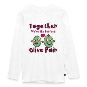 Valentinstag Olive Paare Dating Romantik - Teenager Premium Bio Langarmshirt - Weiß - Vorne - AI Model Kid Female (0cm)