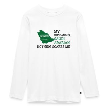 Nothing Scares Me Saudi Arabian Husband Saudi - Teenager Premium Organic Long Sleeve Shirt - white - Front - AI Model Kid Female (0cm)