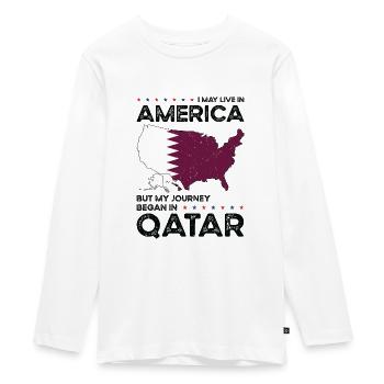 Geboren in Katar Katar Amerikaner USA - Teenager Premium Bio Langarmshirt - Weiß - Vorne - AI Model Kid Female (0cm)