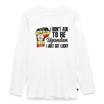Ugandan Pride Uganda Flag Grown Ugandan Roots - Teenager Premium Organic Long Sleeve Shirt - white - Front - AI Model Kid Female (0cm)