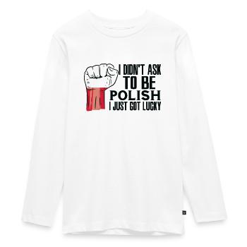 Polnischer Stolz Polnische Flagge Gewachsen - Teenager Premium Bio Langarmshirt - Weiß - Vorne - AI Model Kid Female (0cm)