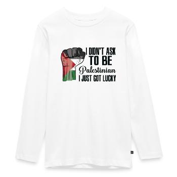 Palestinian Pride Palestine Flag Grown - Teenager Premium Organic Long Sleeve Shirt - white - Front - AI Model Kid Female (0cm)