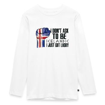 Icelandic Pride Iceland Flag Grown Icelandic - Teenager Premium Organic Long Sleeve Shirt - white - Front - AI Model Kid Female (0cm)