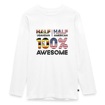 Ugandan American Patriot USA Grown Uganda US Flag - Teenager Premium Organic Long Sleeve Shirt - white - Front - AI Model Kid Female (0cm)