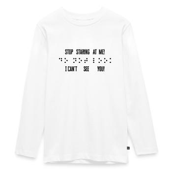 Braille Blind Blindness Awareness Visually - Teenager Premium Organic Long Sleeve Shirt - white - Front - AI Model Kid Female (0cm)