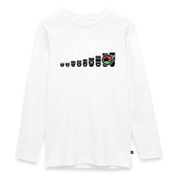 Fotograf Objektiv Kamera Fotograf Enthusiast - Teenager Premium Bio Langarmshirt - Weiß - Vorne - AI Model Kid Female (0cm)