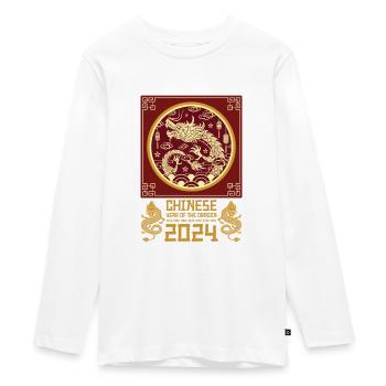 Chinesisches Jahr des Drachen 2024 Chinesisches - Teenager Premium Bio Langarmshirt - Weiß - Vorne - AI Model Kid Female (0cm)