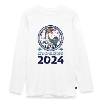 Chinesisches Jahr des Drachen 2024 Chinesisches - Teenager Premium Bio Langarmshirt - Weiß - Vorne - AI Model Kid Female (0cm)